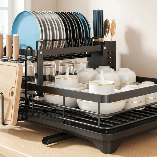 2-Tier Rotating Dish Drying Rack detail image