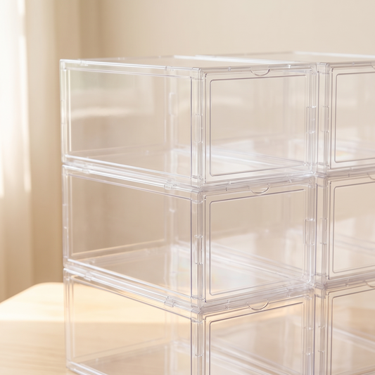 6pc Stackable Clear Shoe Boxes detail image
