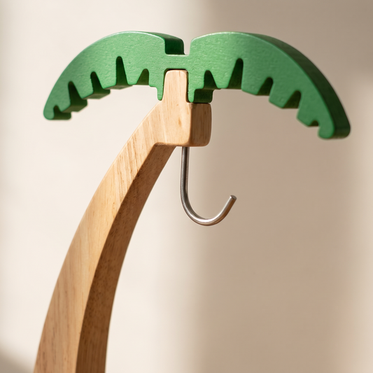 Wooden Banana Hanger with Leaf detail image