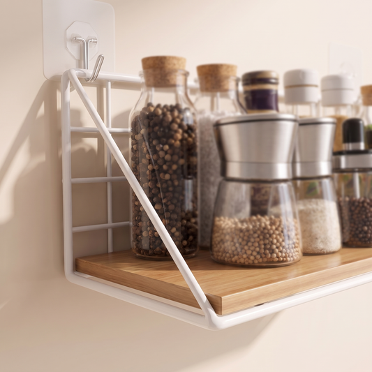 Wood and Metal Hanging Spice Rack detail image