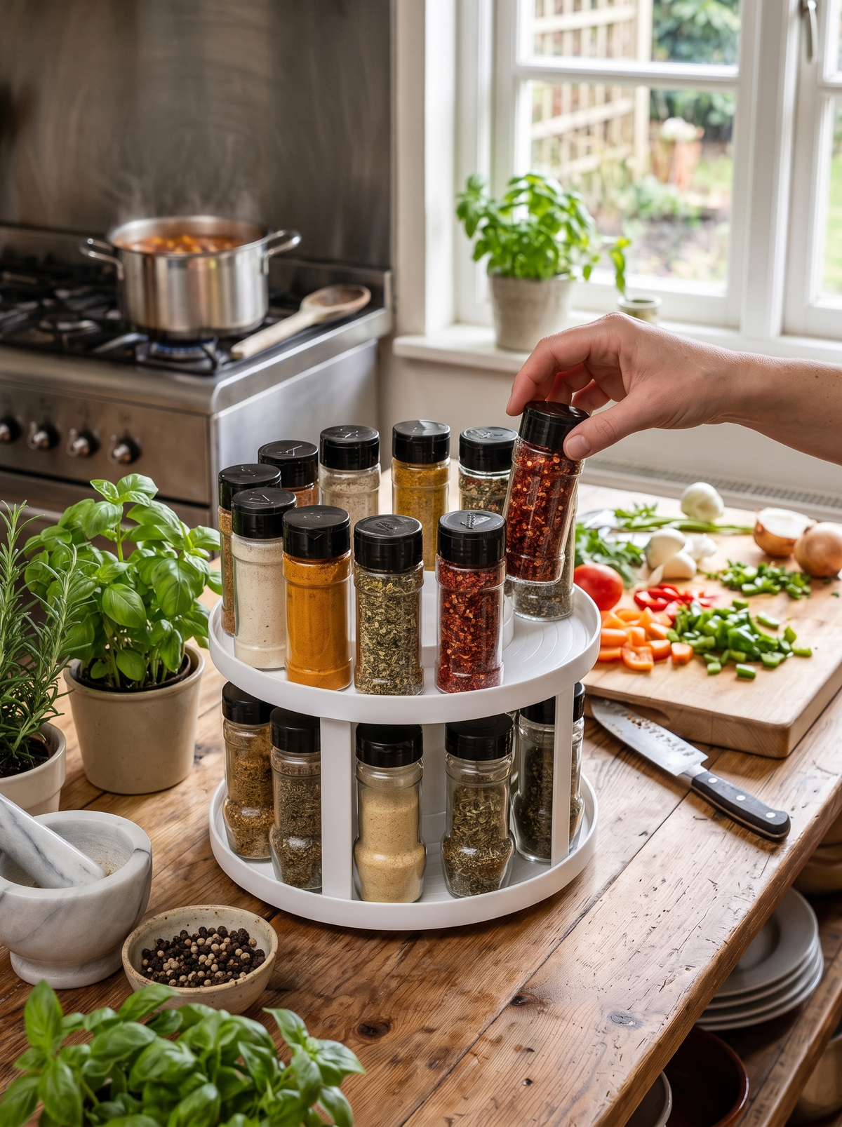 Every spice jar within easy reach