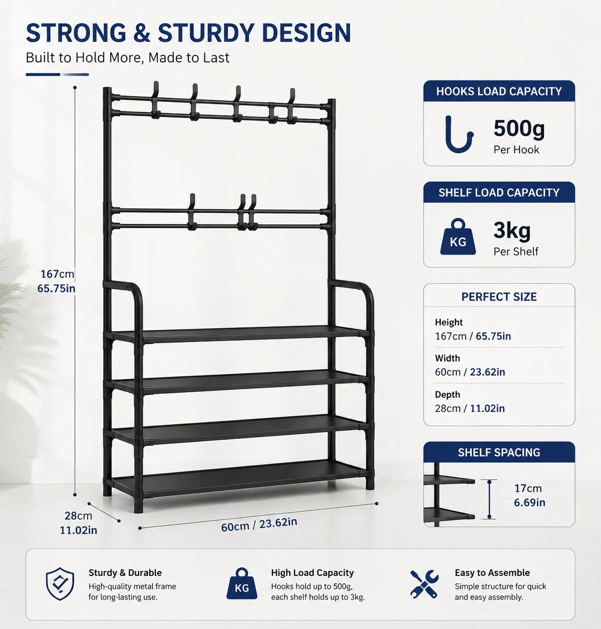 4-in-1 Folding Entryway Organizer