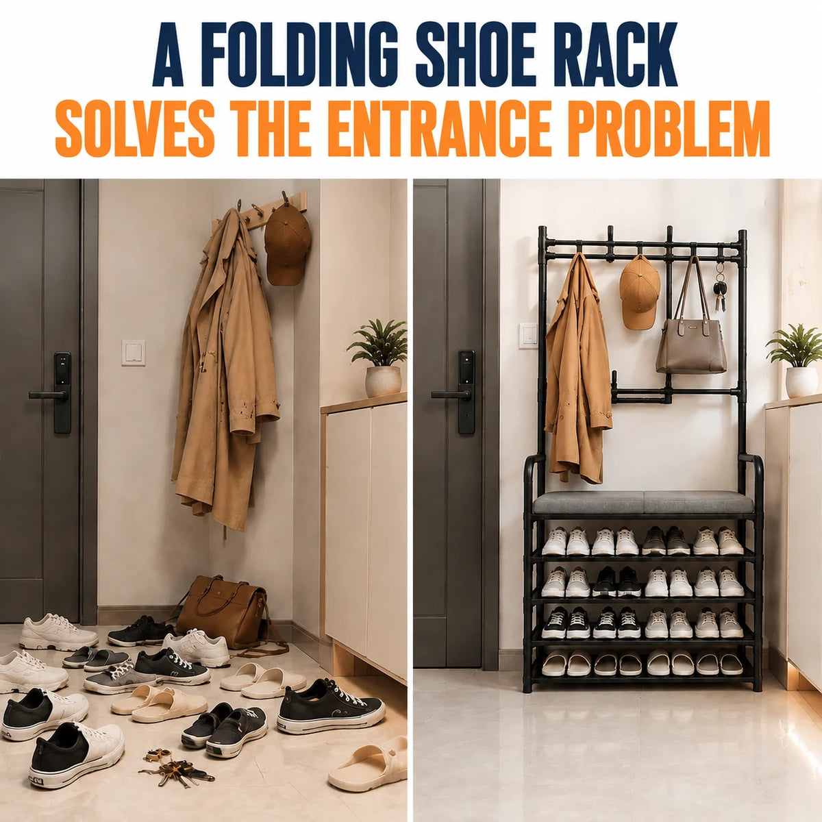 4-in-1 Folding Entryway Organizer
