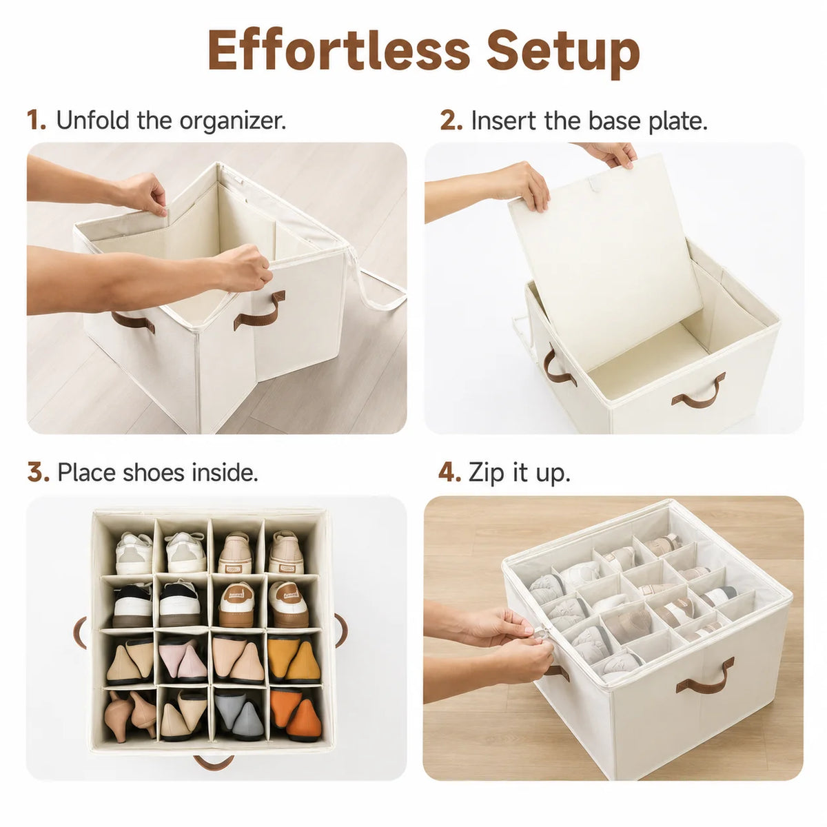 Zippered Fabric Shoe Storage Box