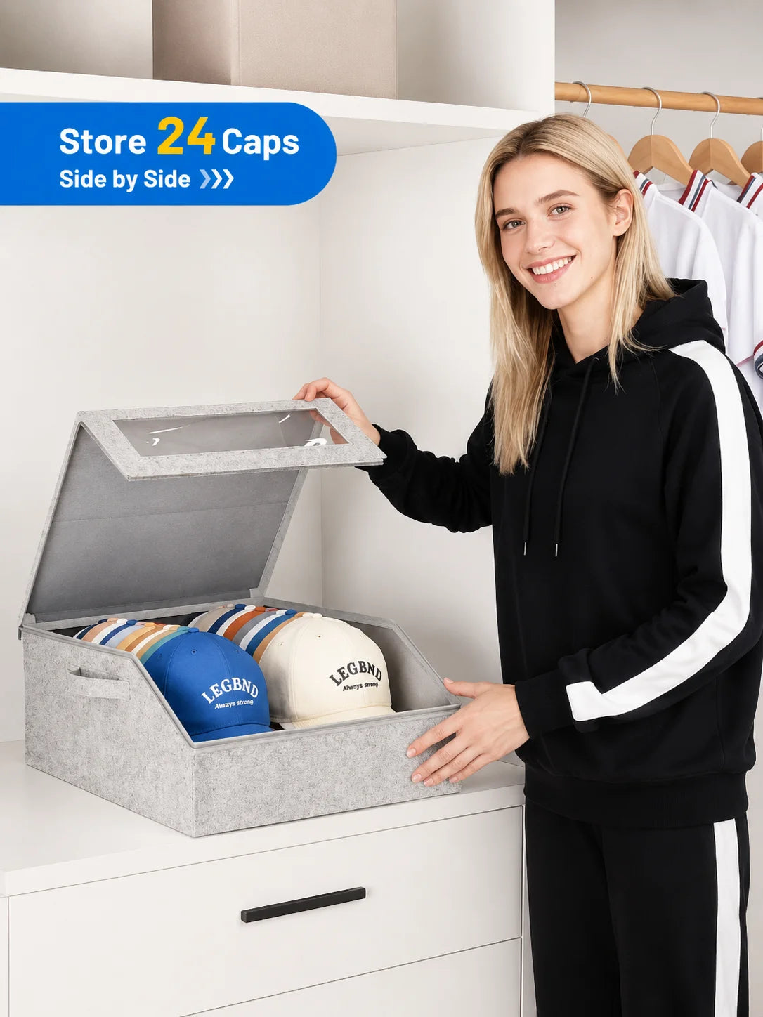 24-Hat Clear Cap Storage Box