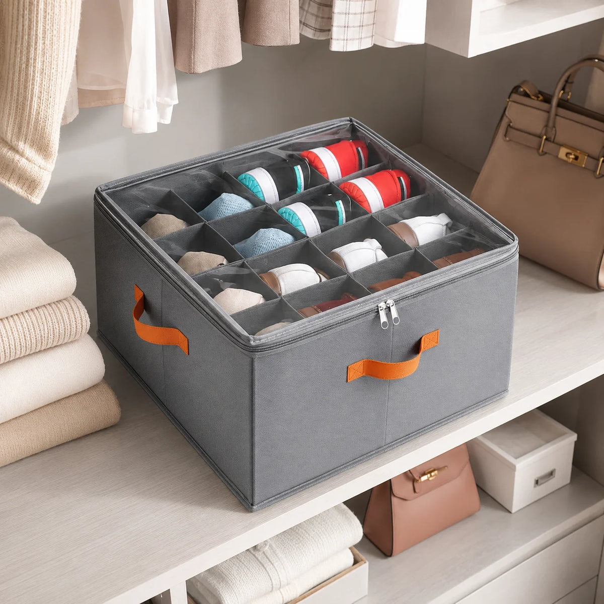 Zippered Fabric Shoe Storage Box