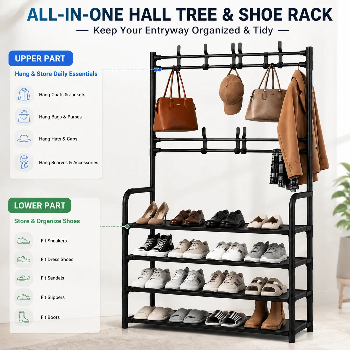 4-in-1 Folding Entryway Organizer