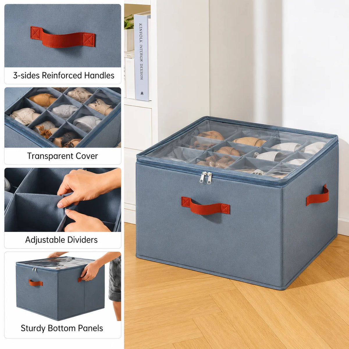 Zippered Fabric Shoe Storage Box
