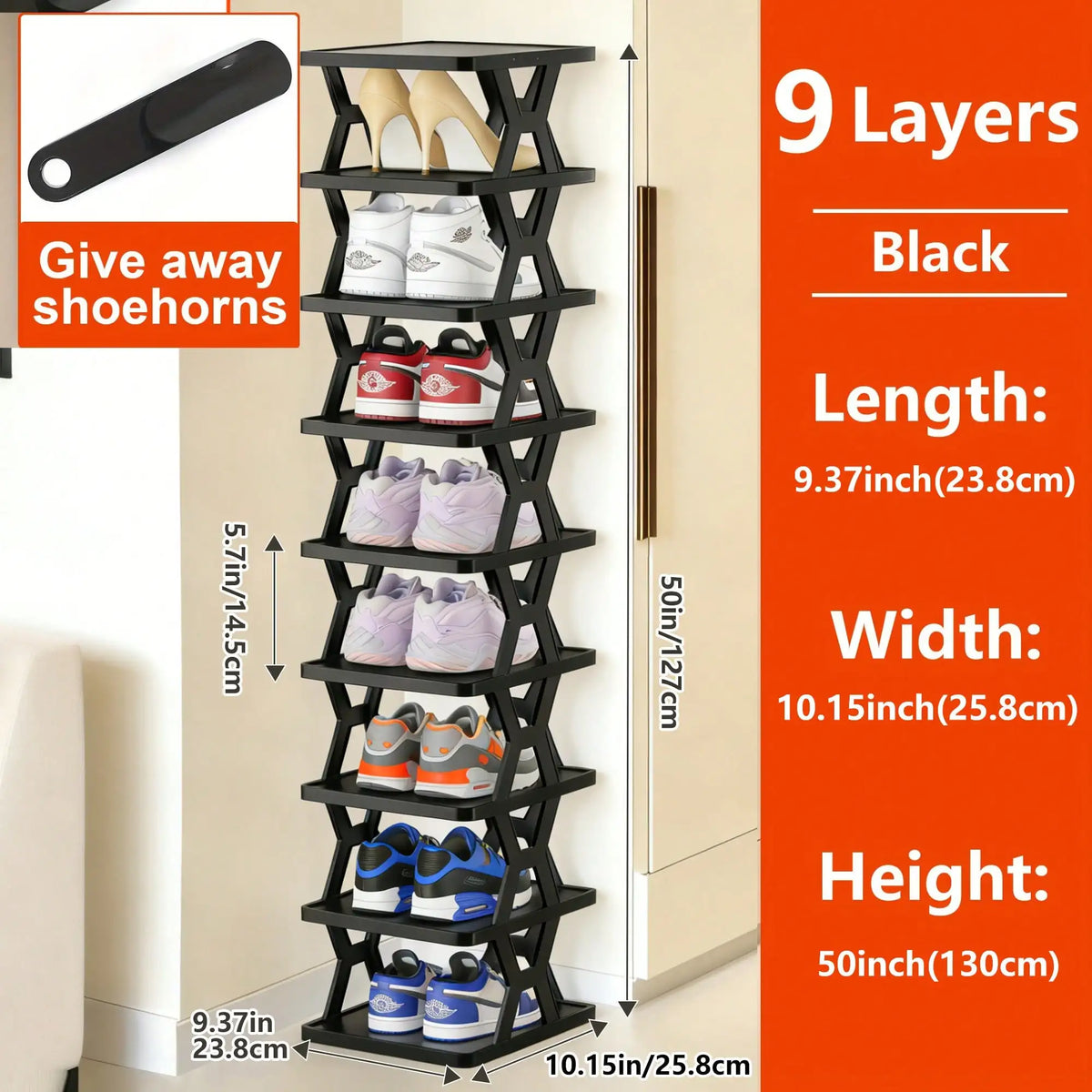 6 & 9-Tier Vertical Shoe Organizer