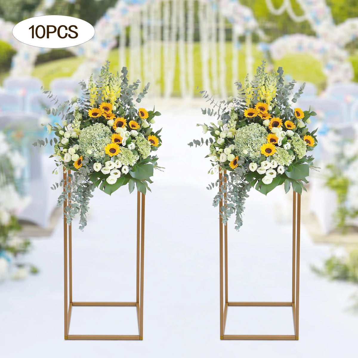 10pc Gold Wedding Column Stands