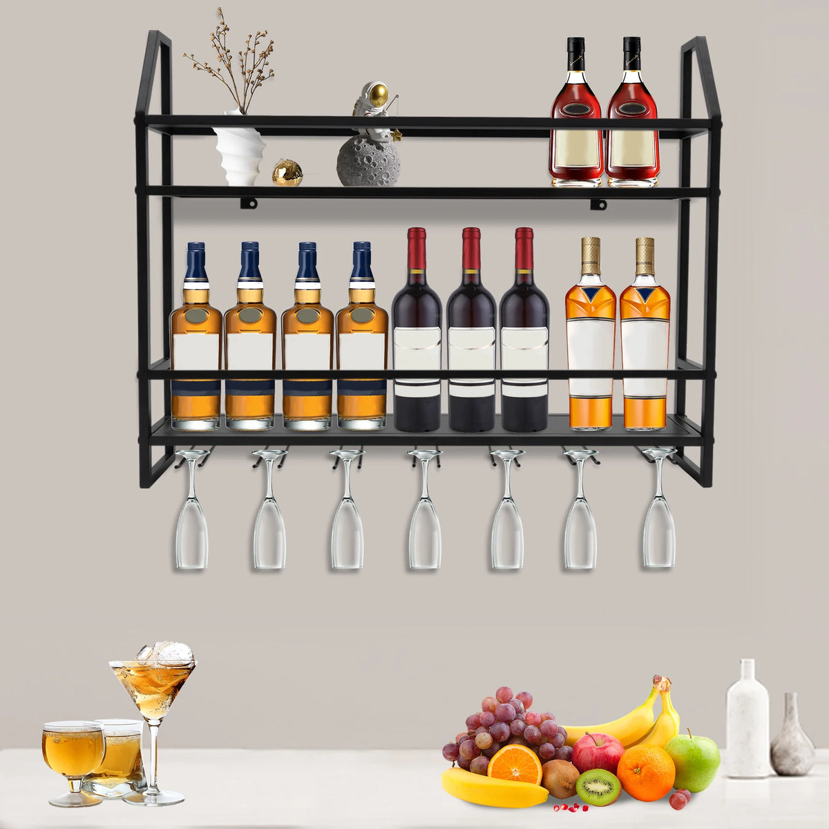 Wall-Mounted Wine & Glass Rack
