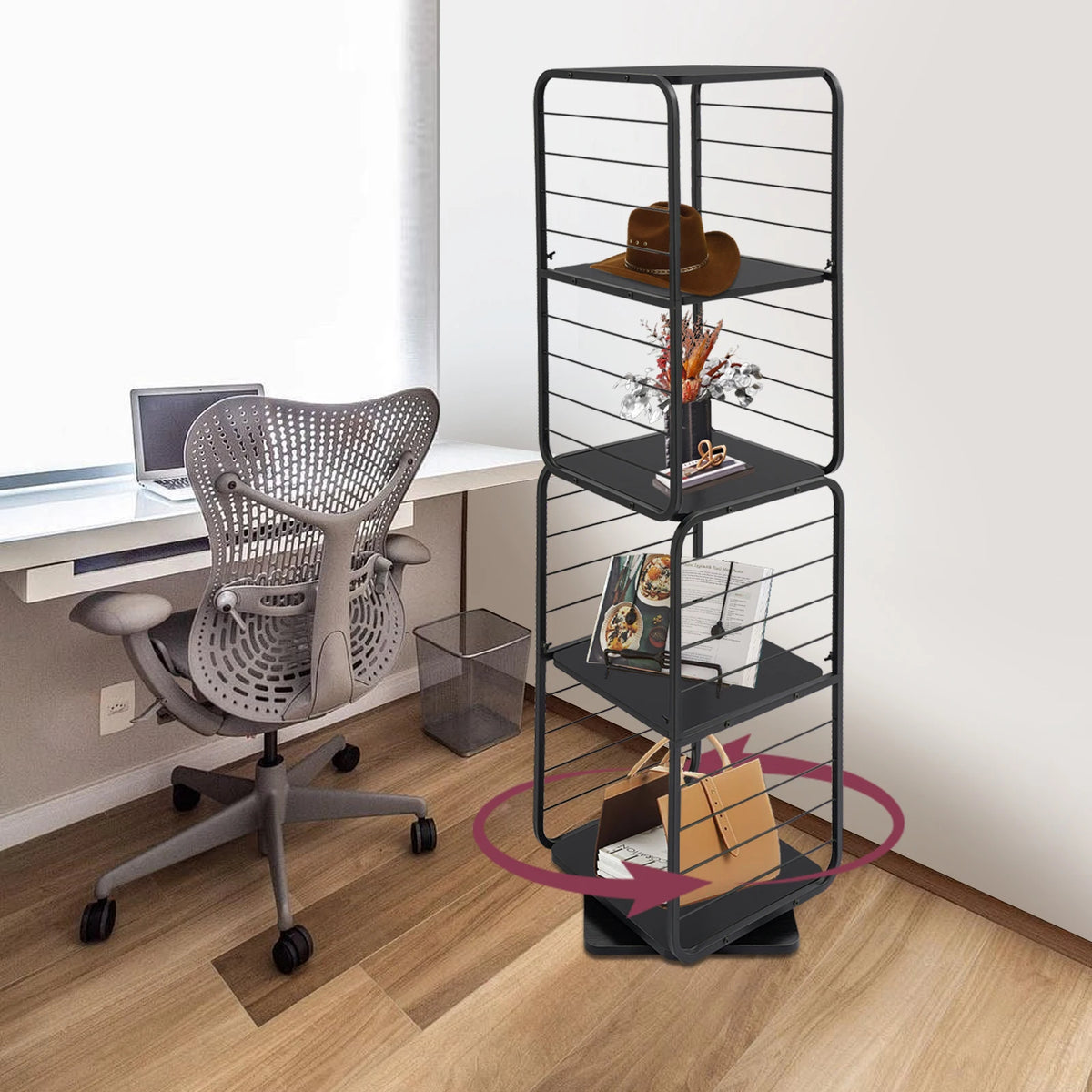 4-Tier Rotating Bookshelf