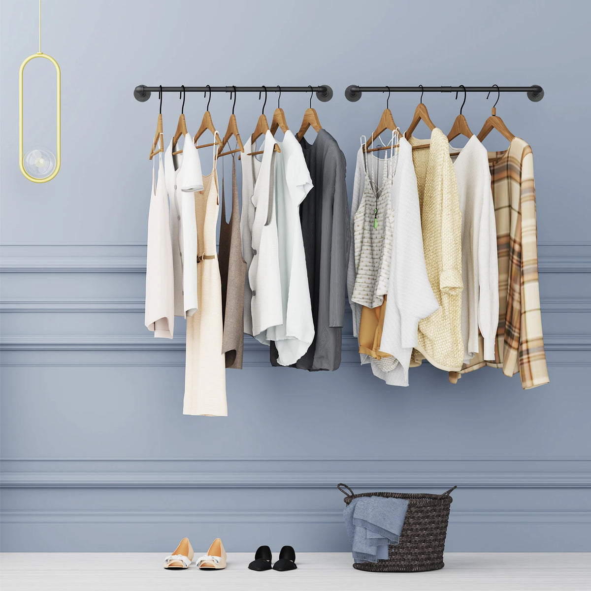 2pc Industrial Pipe Clothes Rail