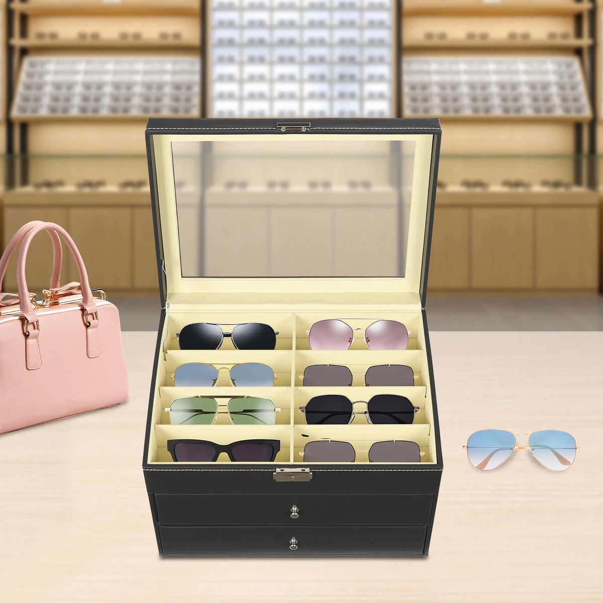 24-Slot Sunglasses Display Case