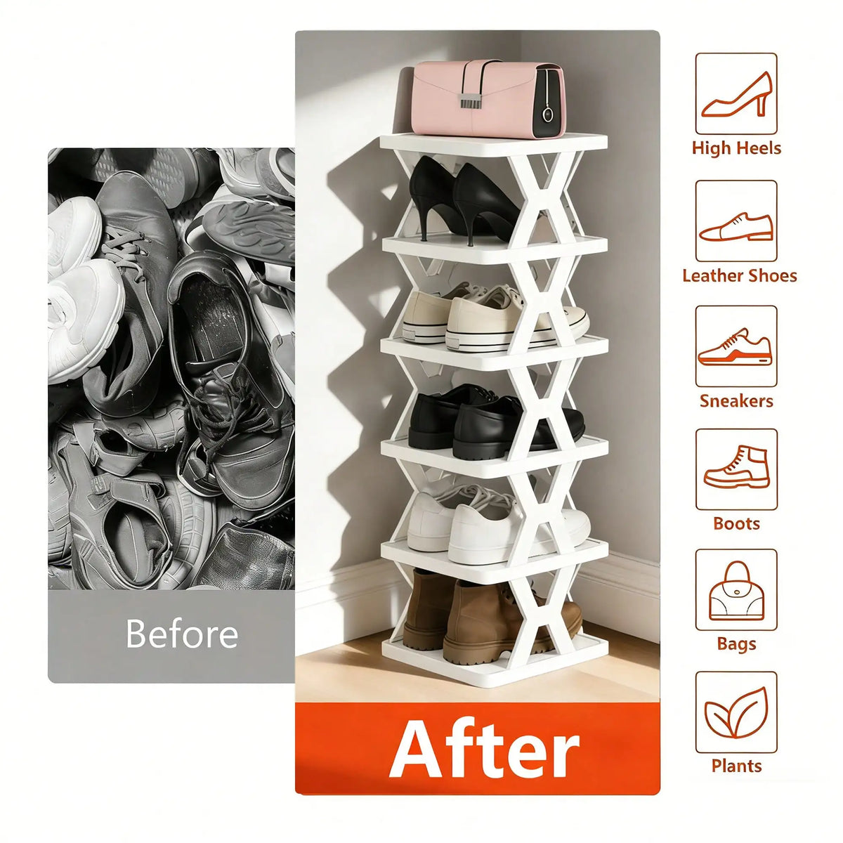 6 & 9-Tier Vertical Shoe Organizer