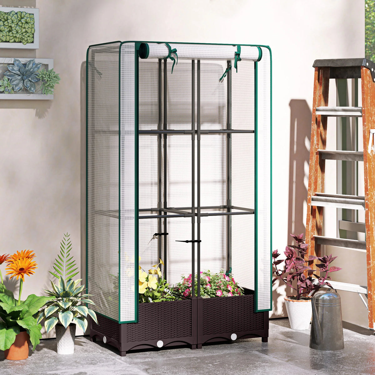 Raised Planter Bed with Trellis
