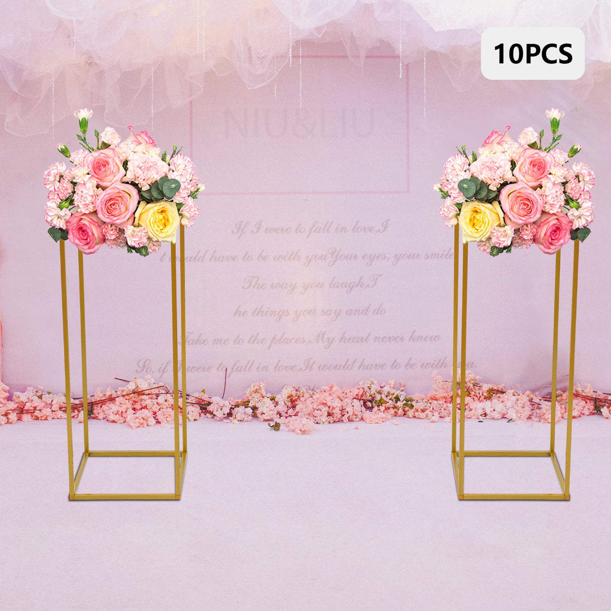 10pc Gold Wedding Column Stands
