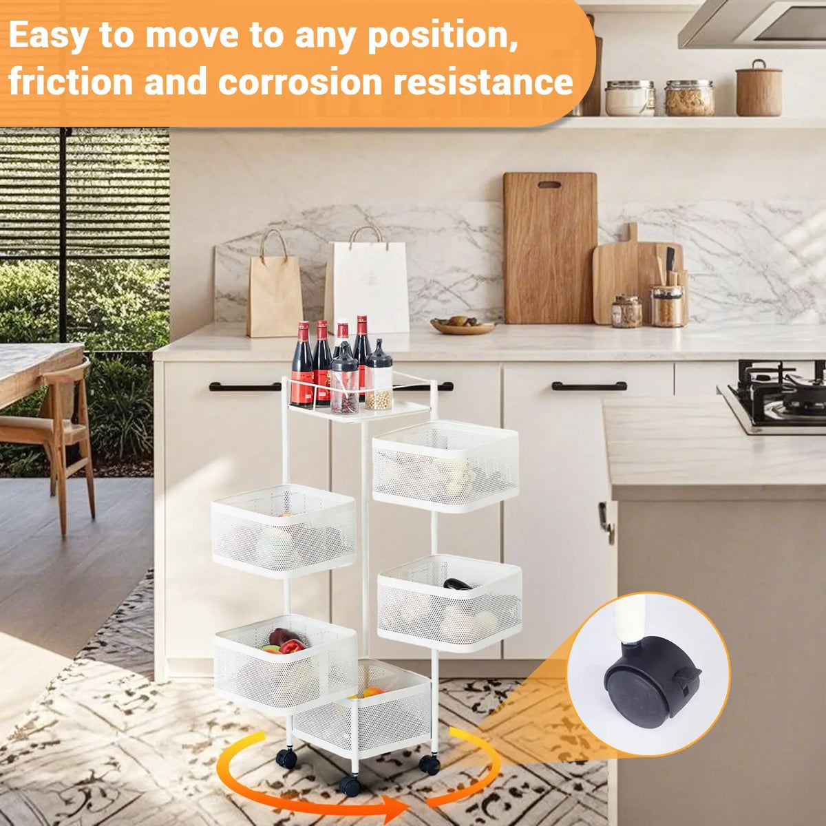 5-Tier Rolling Basket Cart