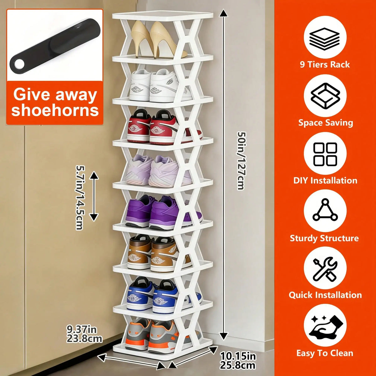 6 & 9-Tier Vertical Shoe Organizer