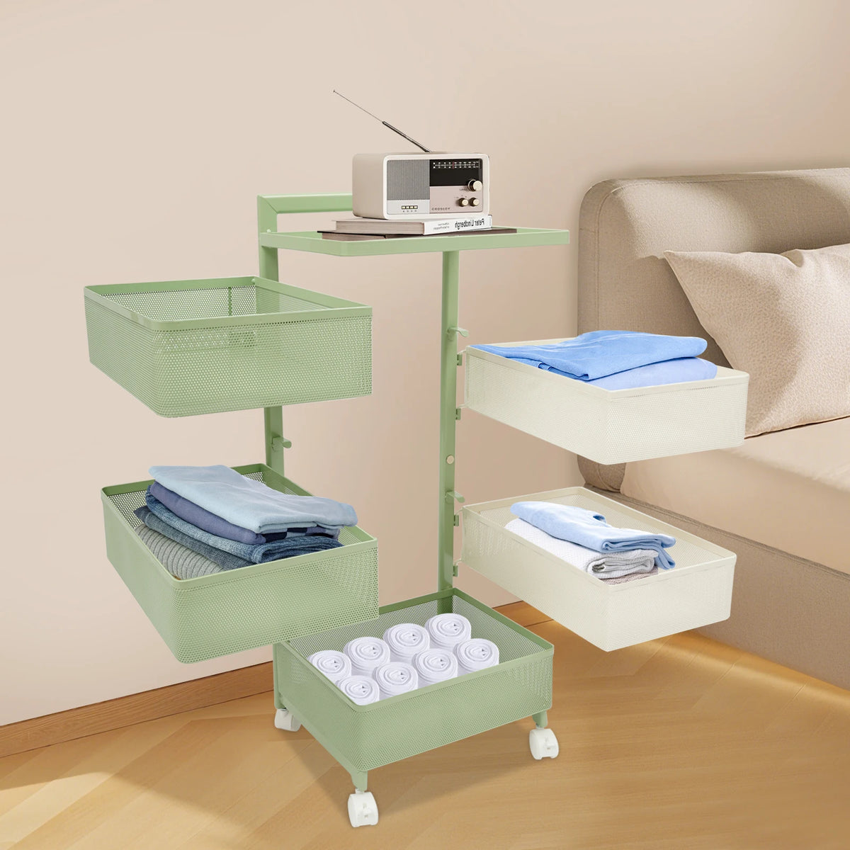 Rotating Pantry Basket Trolley