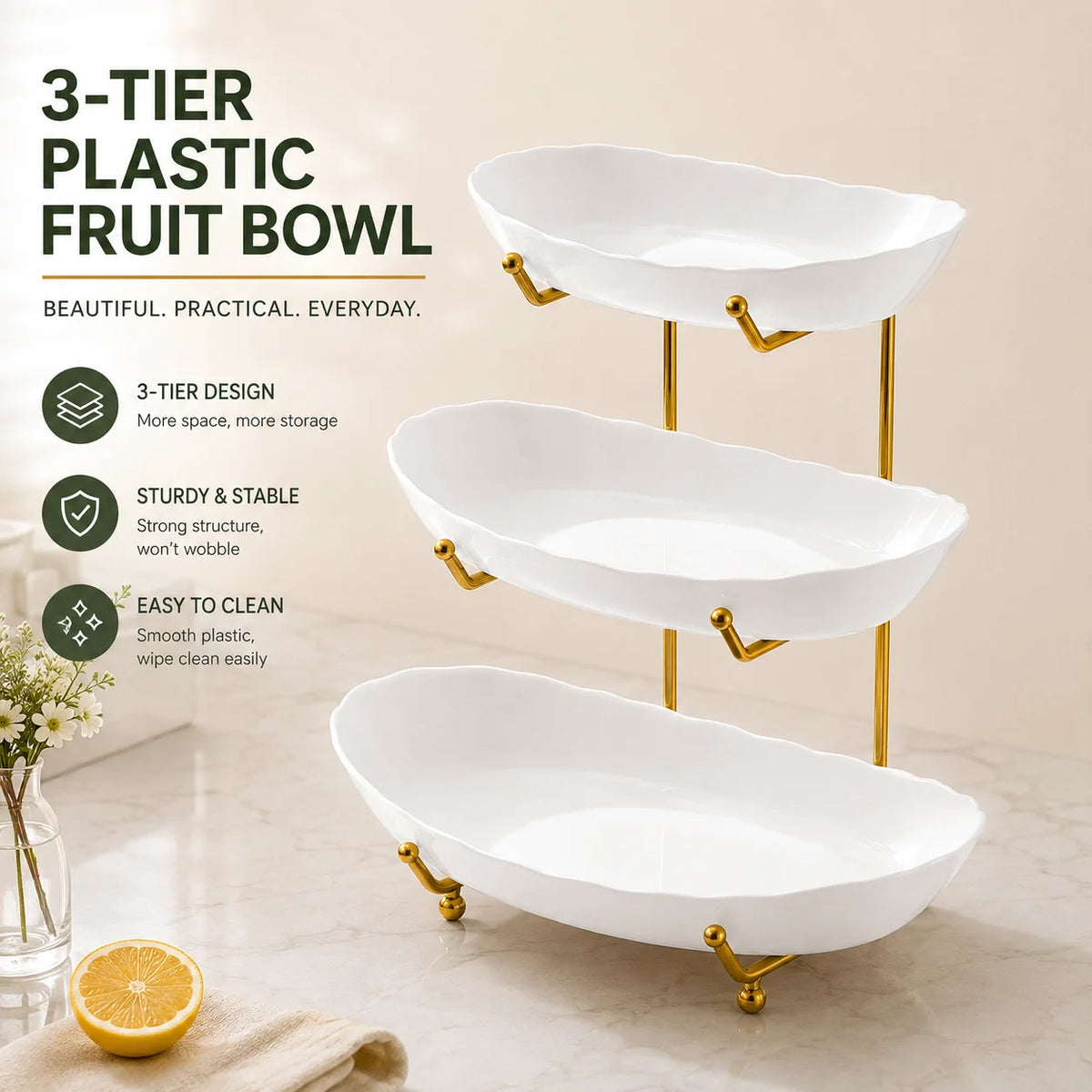 3-Tier Fruit Bowl Stand