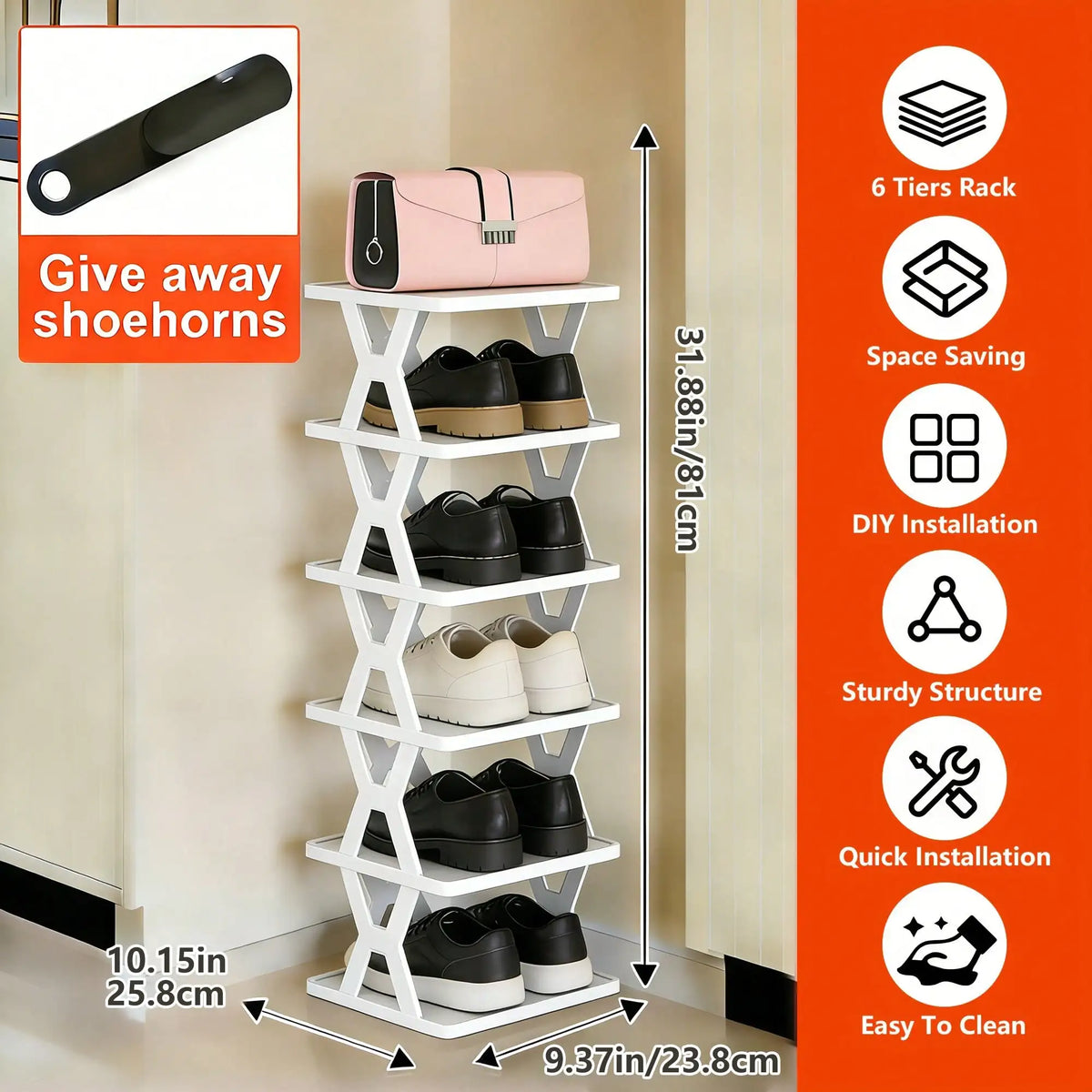 6 & 9-Tier Vertical Shoe Organizer