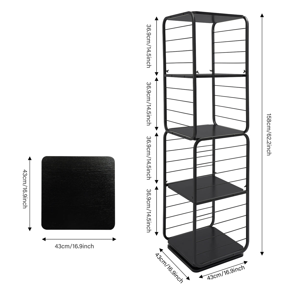 4-Tier Rotating Bookshelf