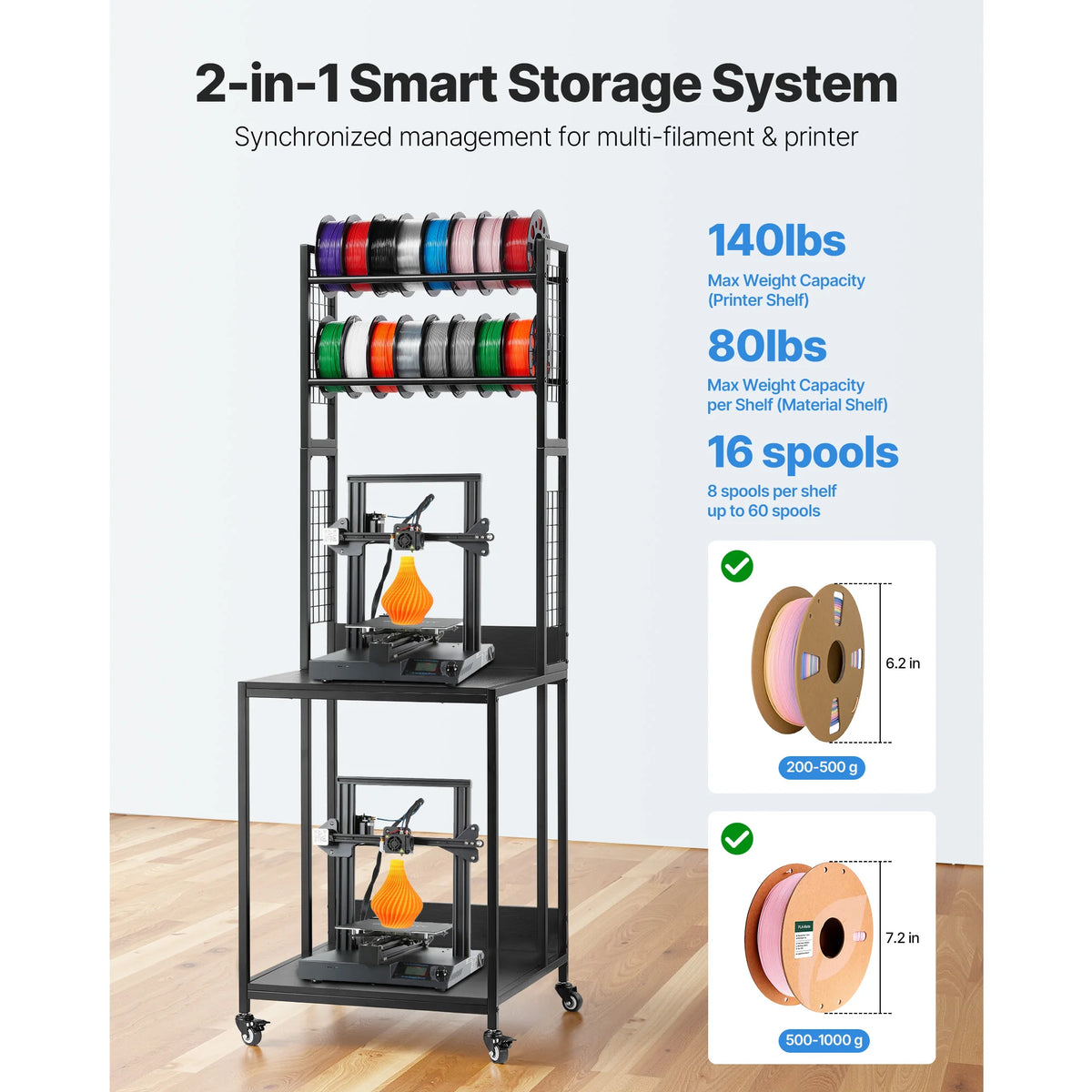 4-Tier 3D Filament Storage Cart