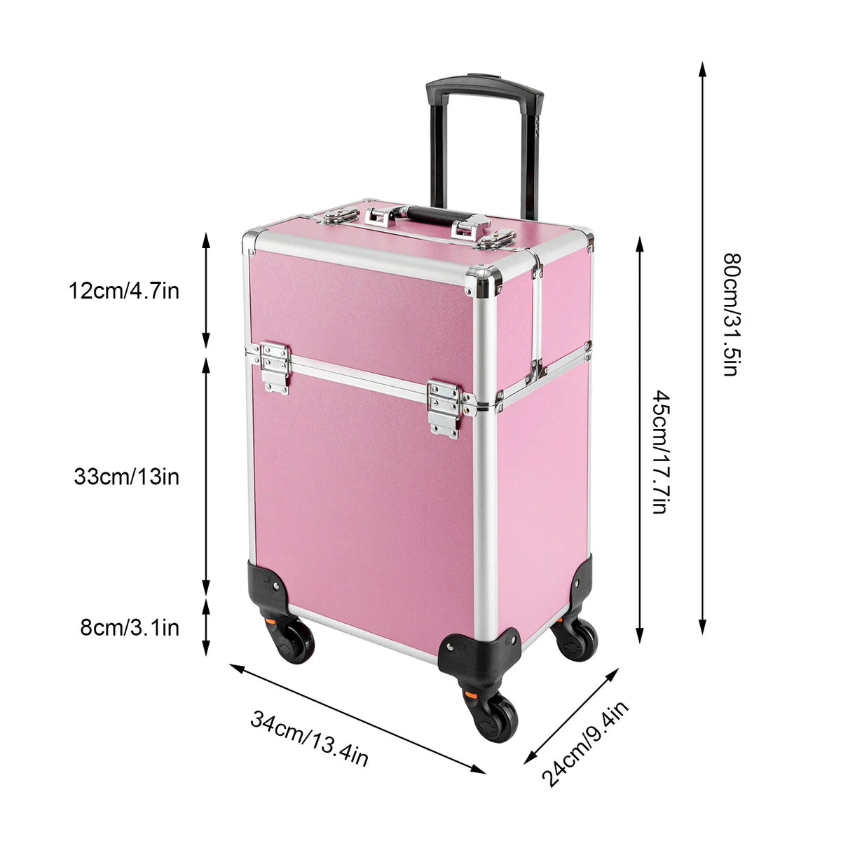 Pink Rolling Makeup Train Case
