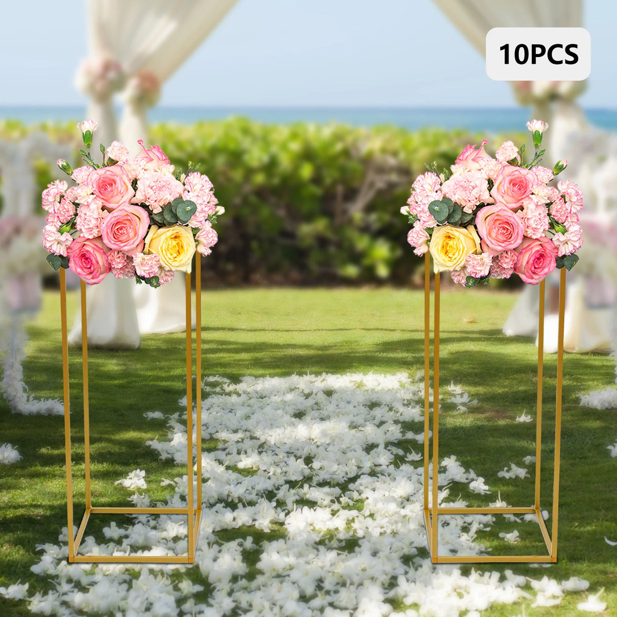 10pc Gold Wedding Column Stands