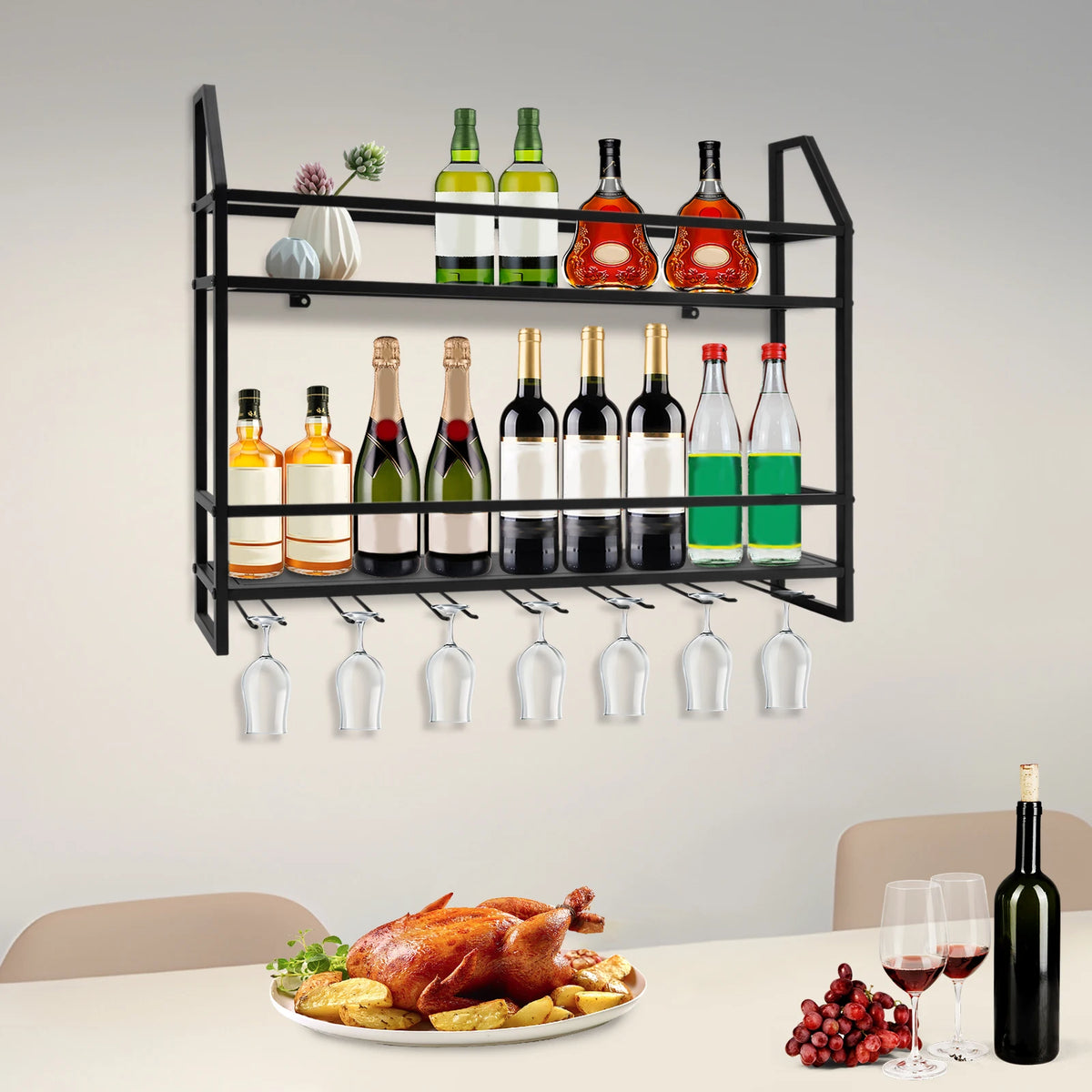 Wall-Mounted Wine & Glass Rack