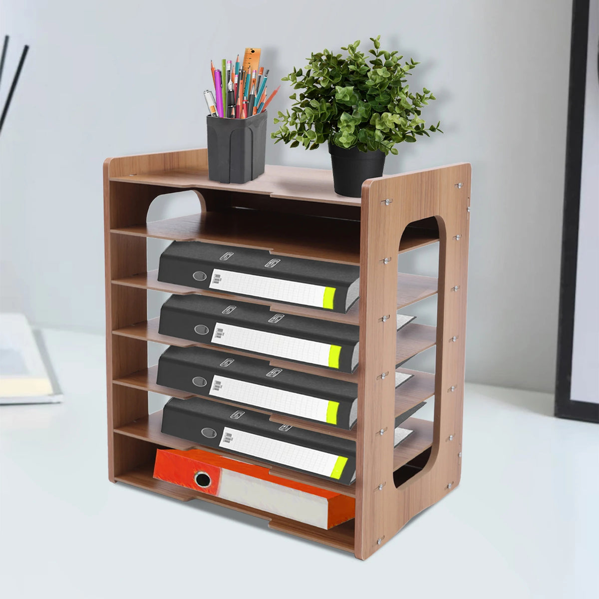 7-Tier Wooden Paper Sorter