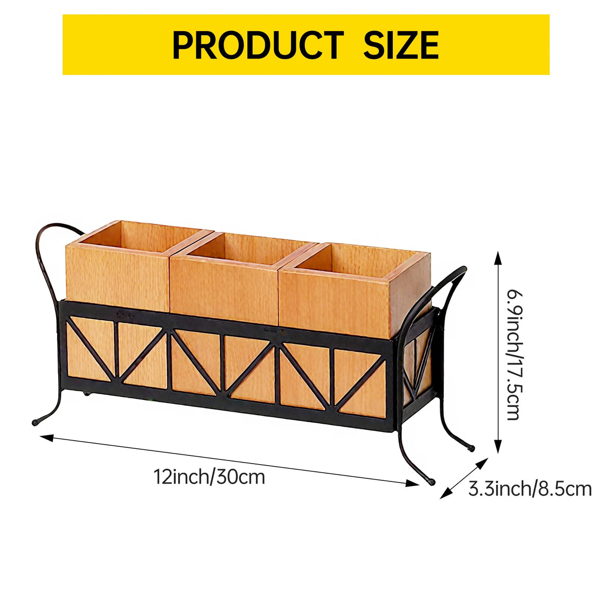 3-Compartment Bamboo Utensil Caddy