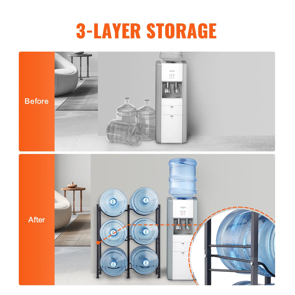 Tiered Water Bottle Jug Rack