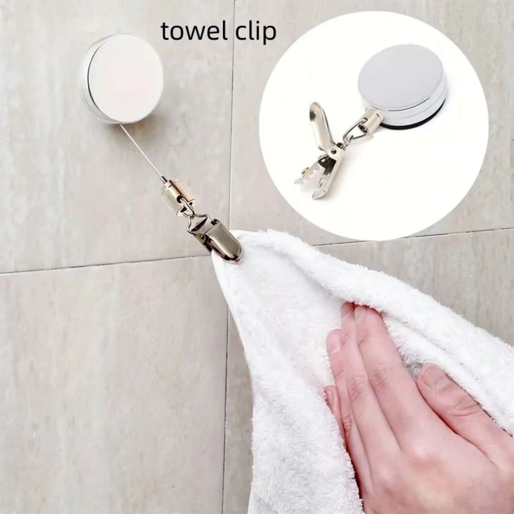 Auto-Retract Adhesive Towel Rack