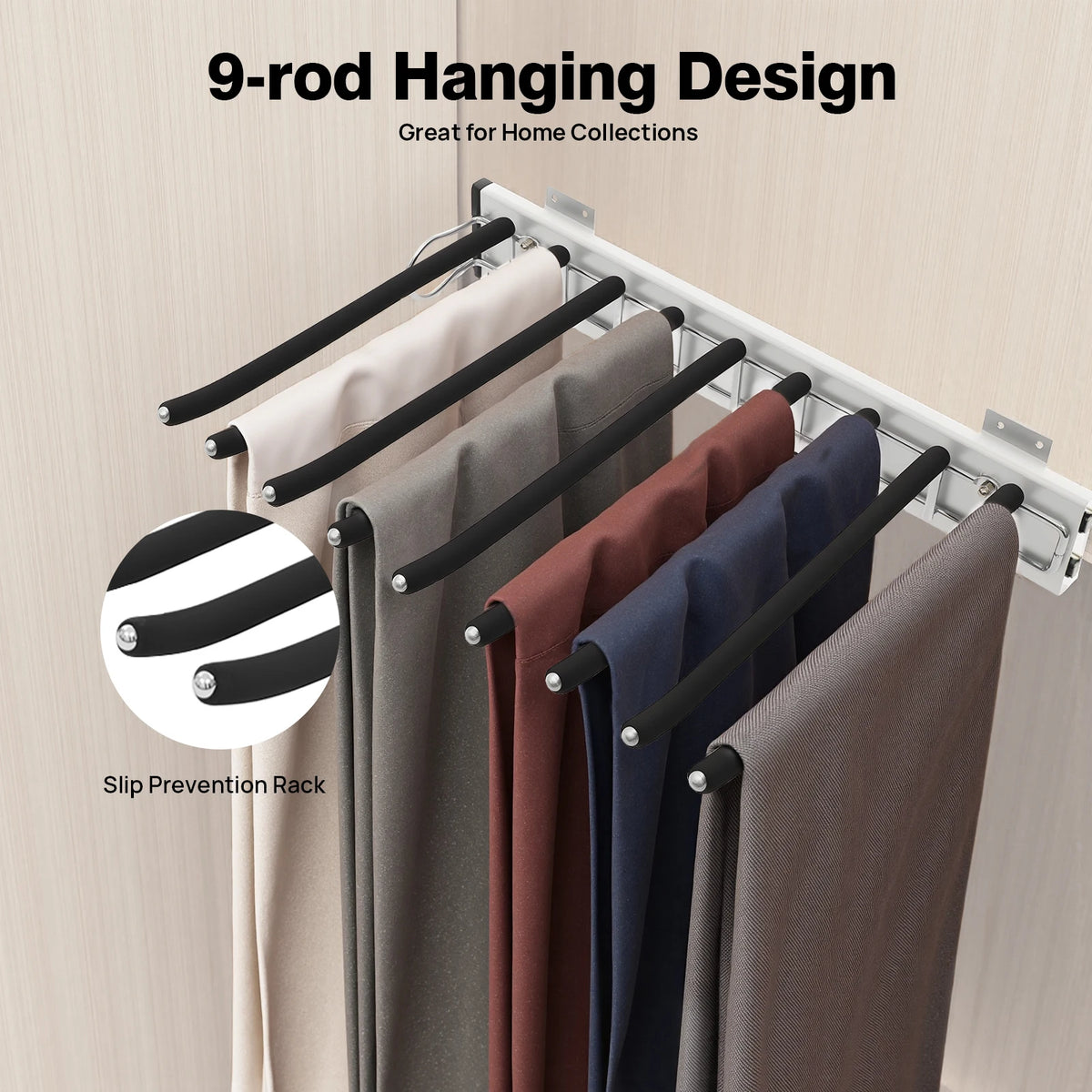 9-Rod Pull-Out Trouser Rack