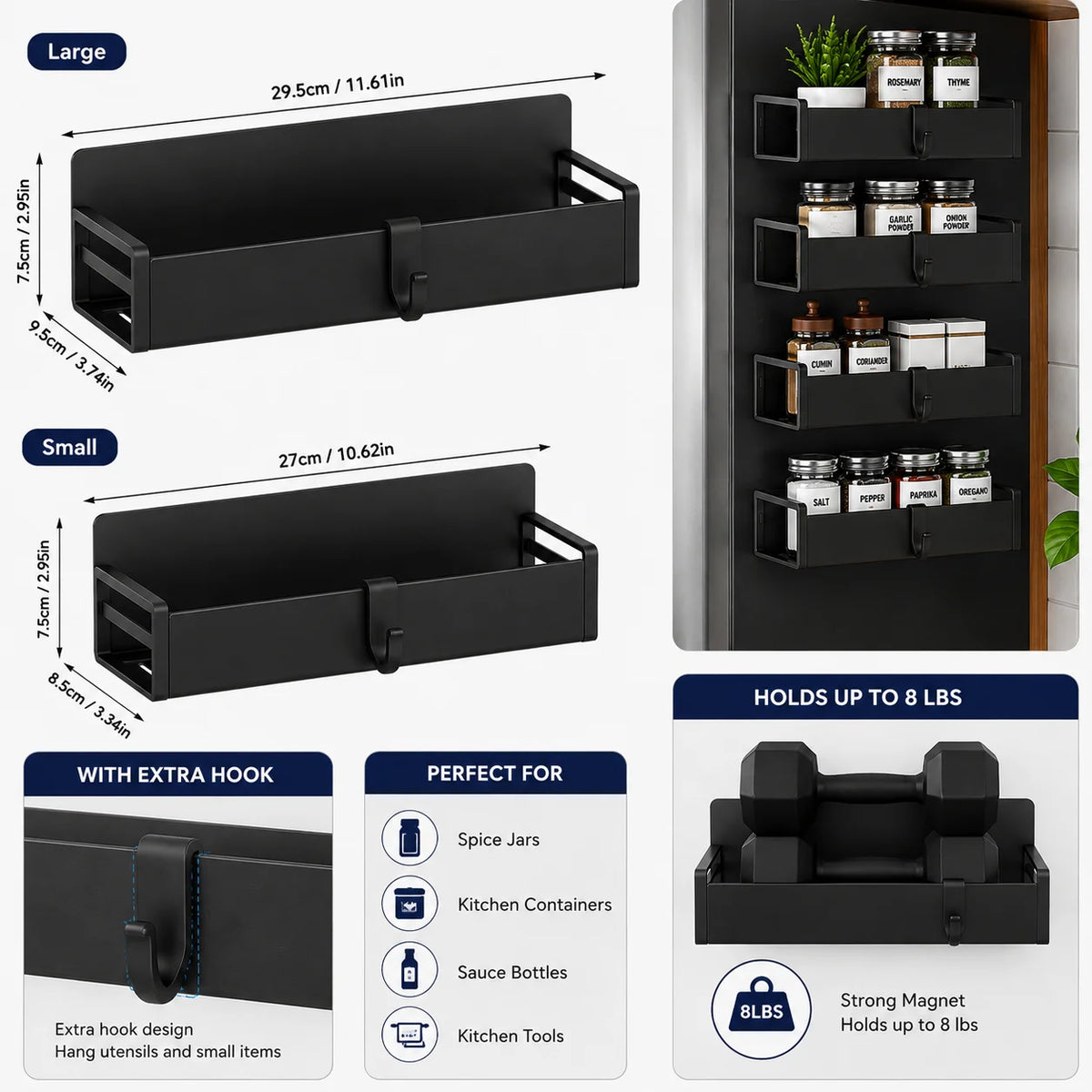 4pc Magnetic Fridge Spice Shelves