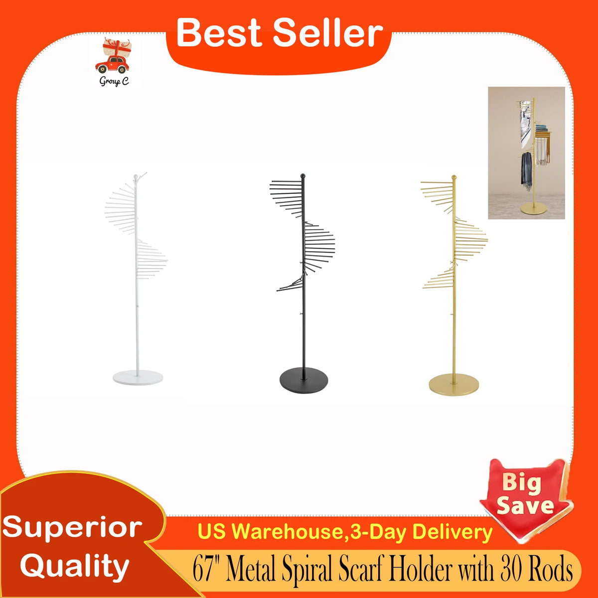 Spiral Scarf Display Stand