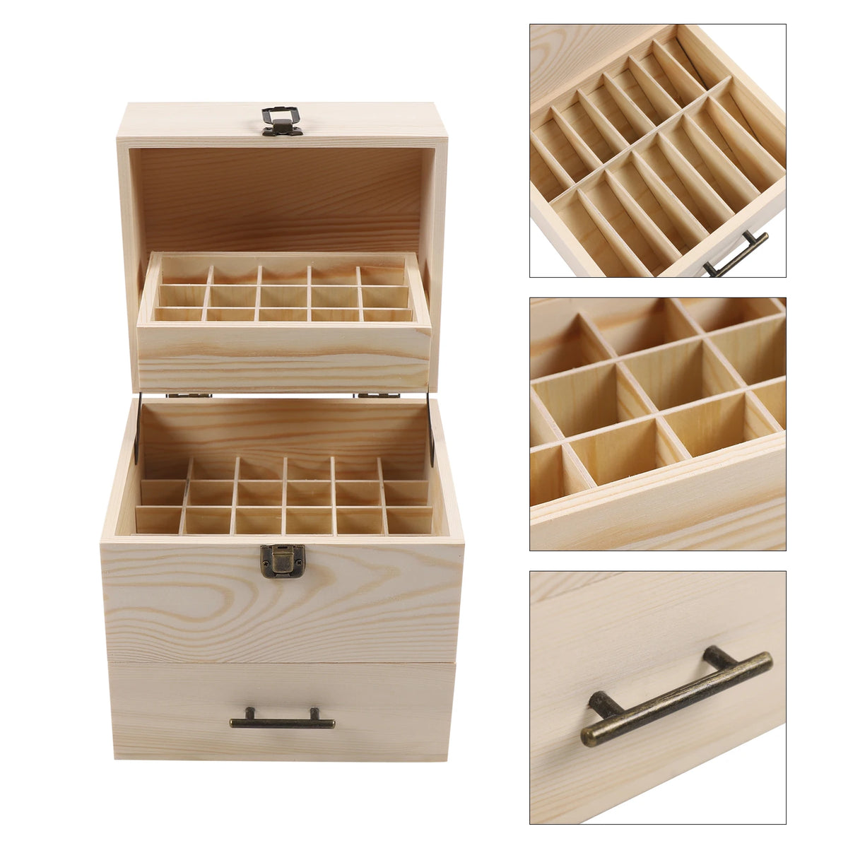 59-Slot Wooden Oil Storage Box