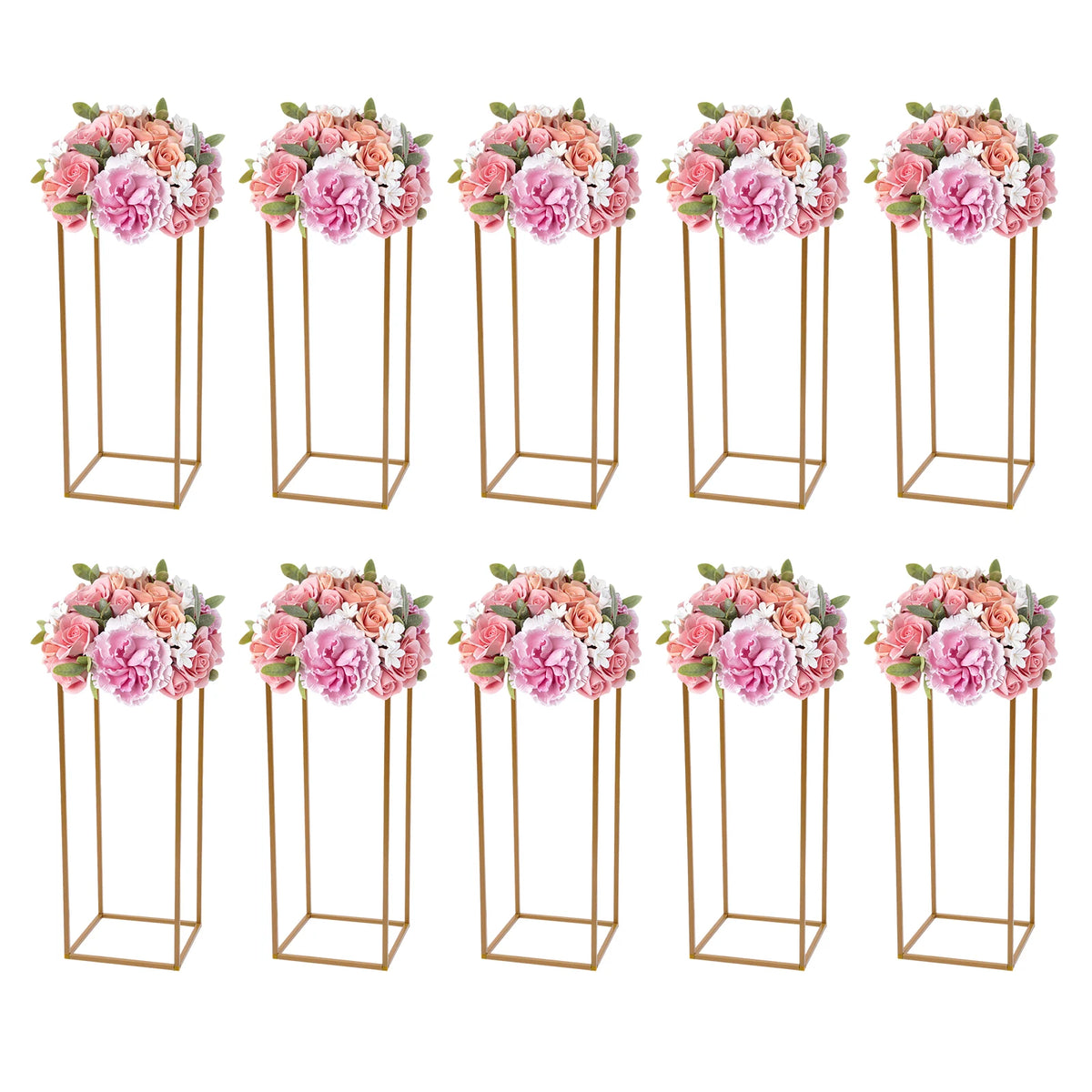 10pc Gold Wedding Column Stands