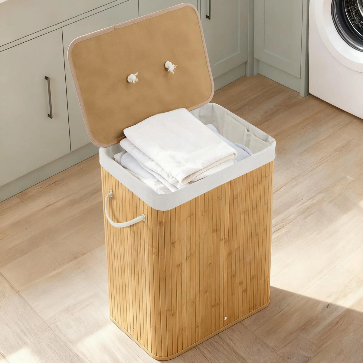 Bamboo 4-Section Laundry Hamper