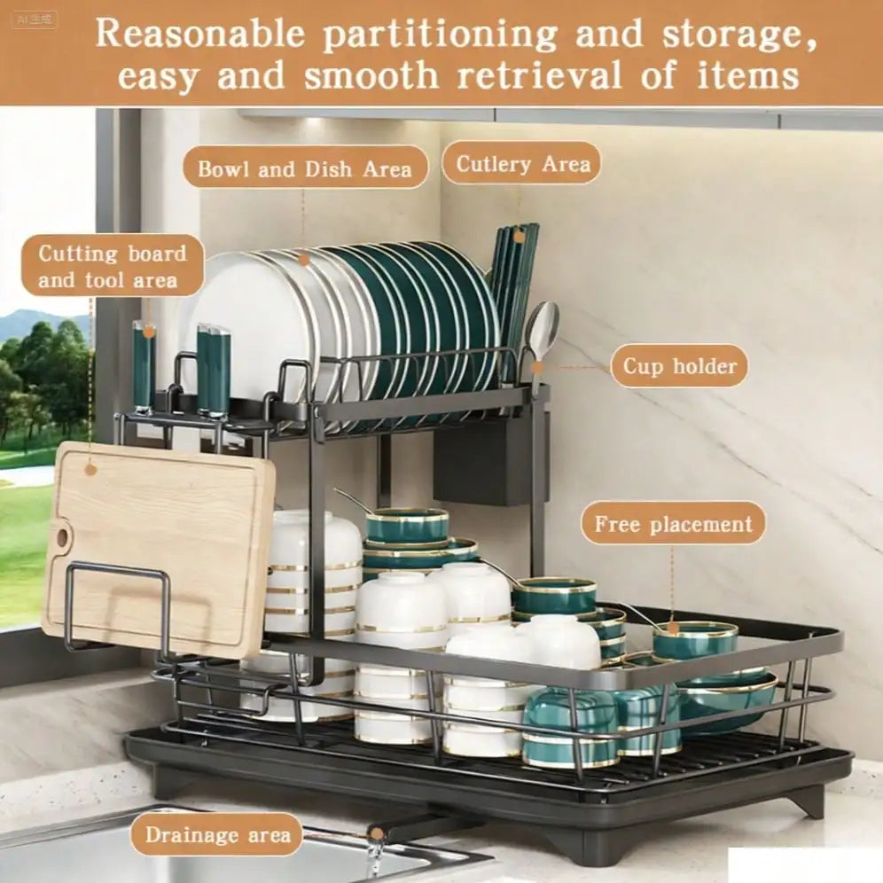 2-Tier Cutlery Drying Rack