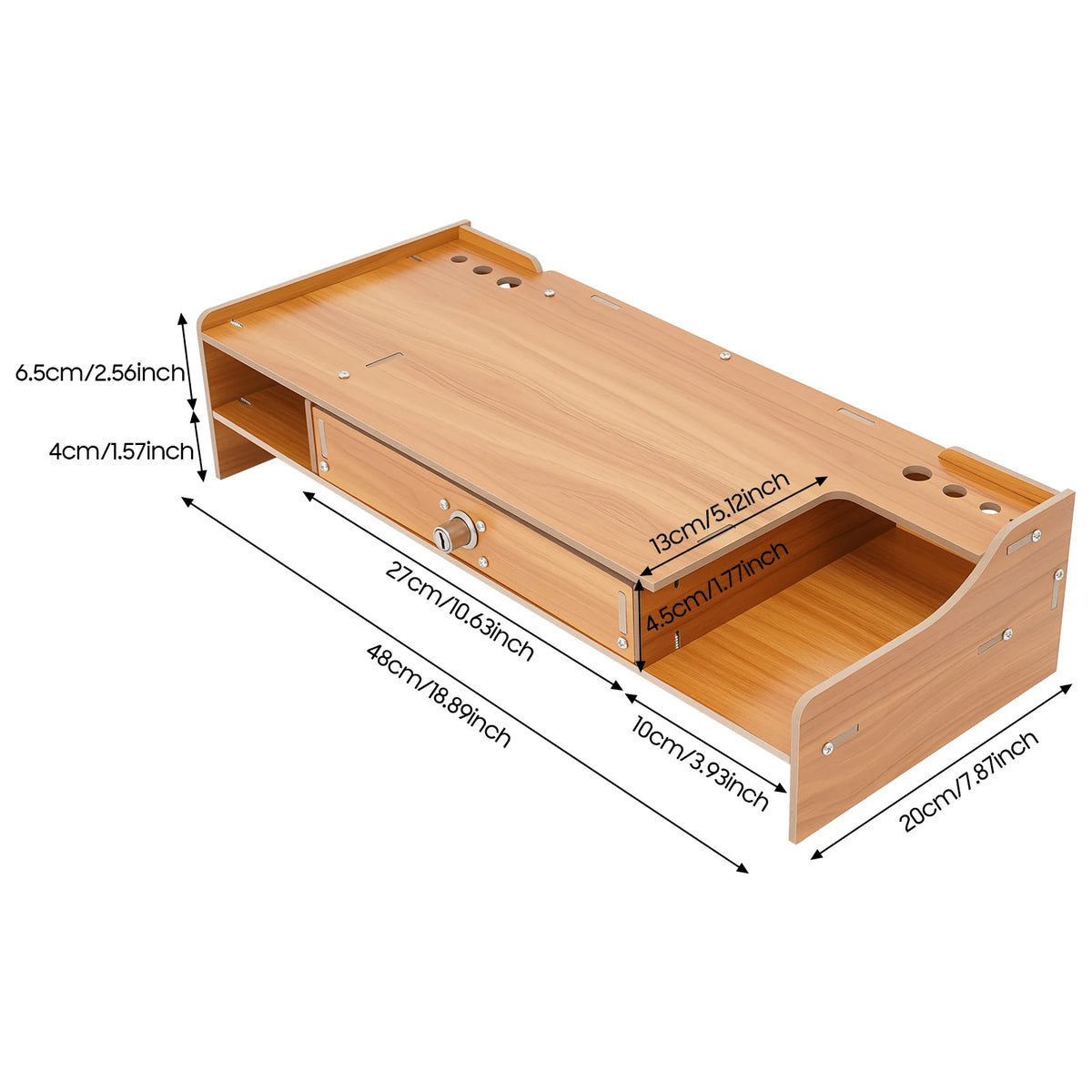 Wooden Monitor Stand with Drawer