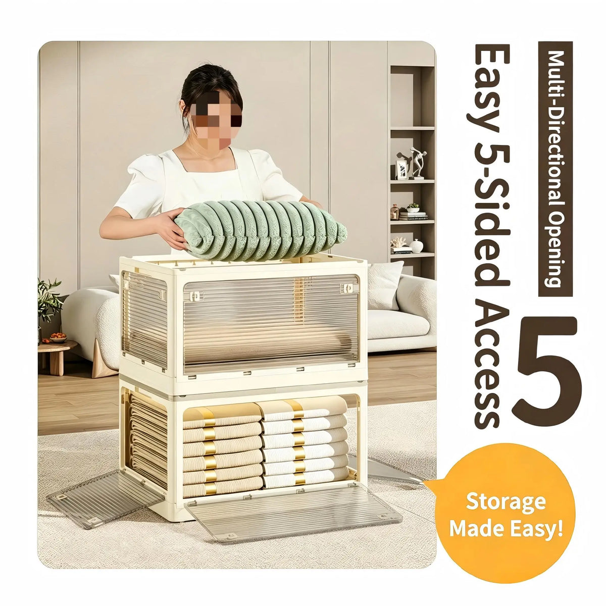 Five-Door Rolling Storage Box