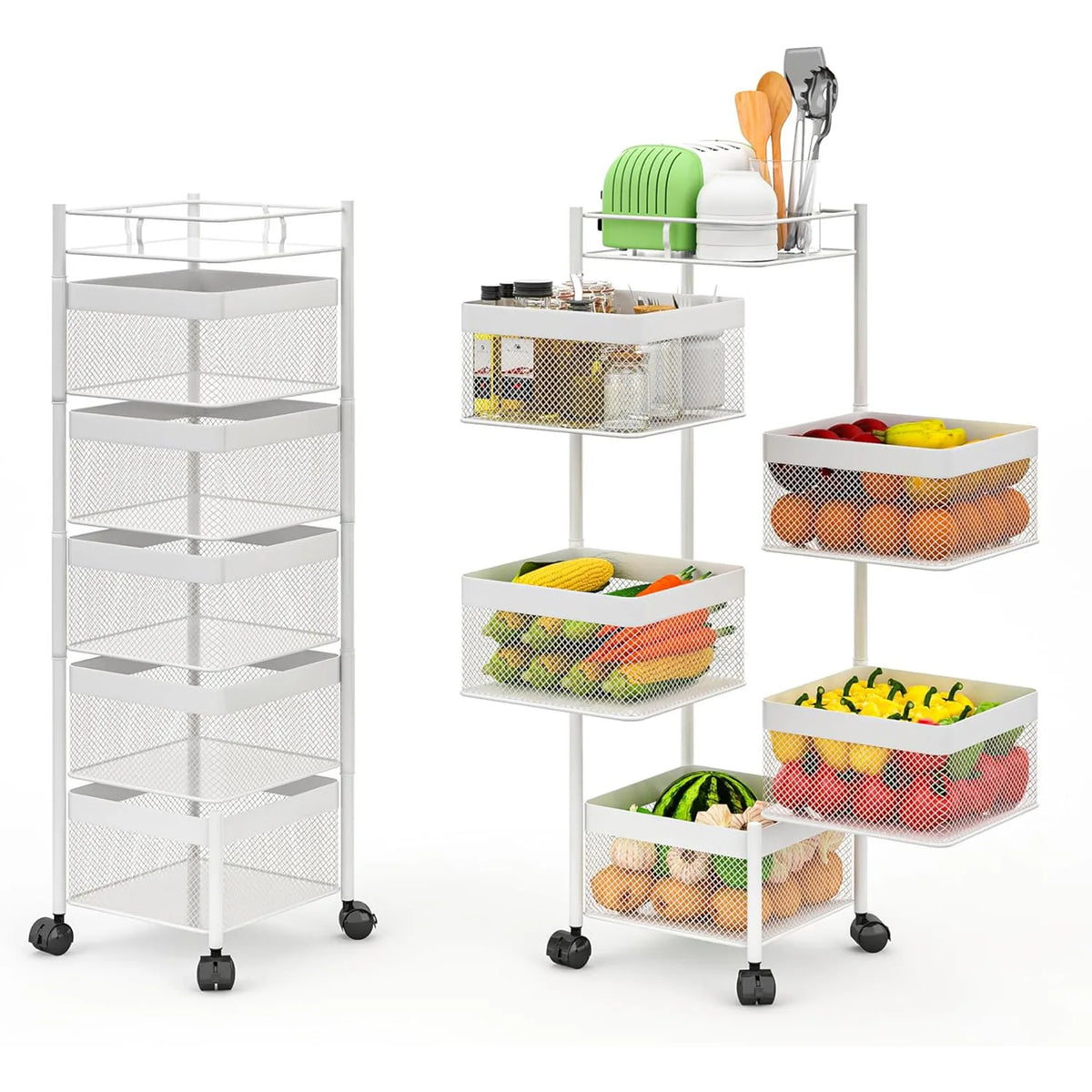 5-Tier Rolling Basket Cart