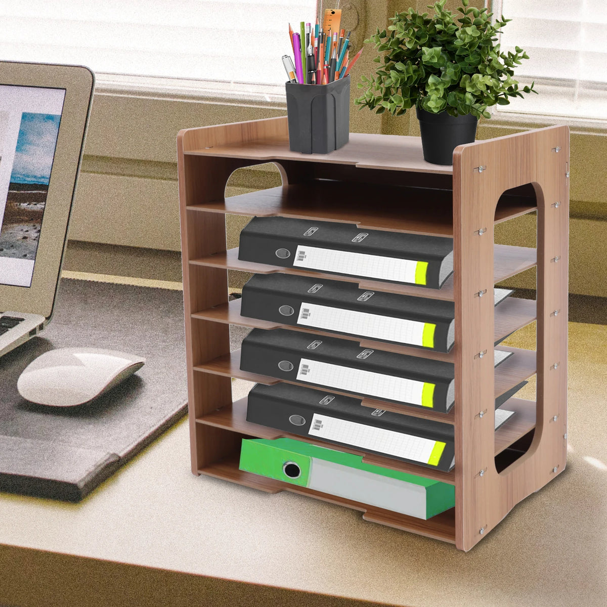 7-Tier Wooden Paper Sorter