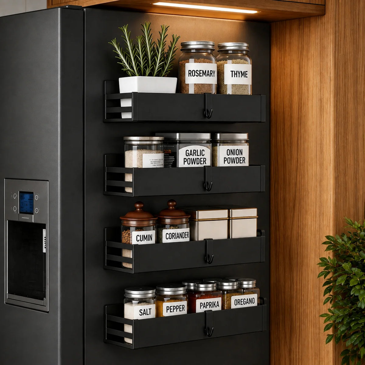 4pc Magnetic Fridge Spice Shelves