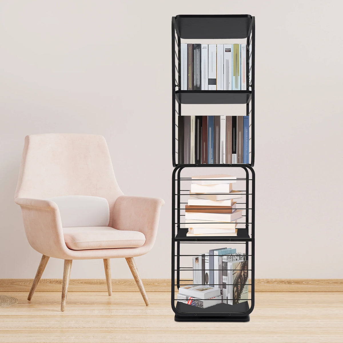 4-Tier Rotating Bookshelf