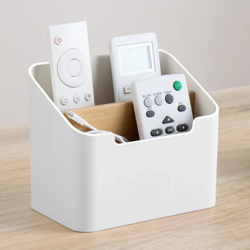Bamboo-Top Desktop Storage Caddy