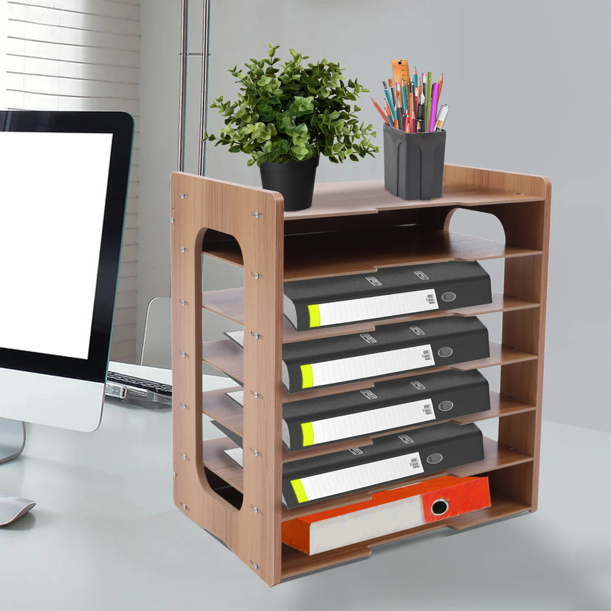 7-Tier Wooden Paper Sorter